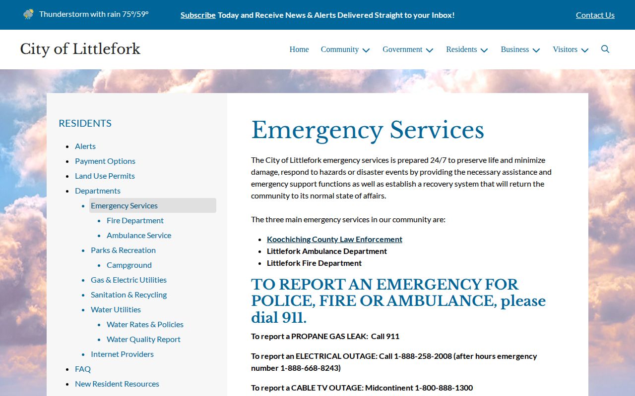 Littlefork Koochiching County law-enforcement records routing page
